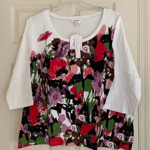 NWT cotton multi-colored top with 3/4 sleeves by Together (plus)